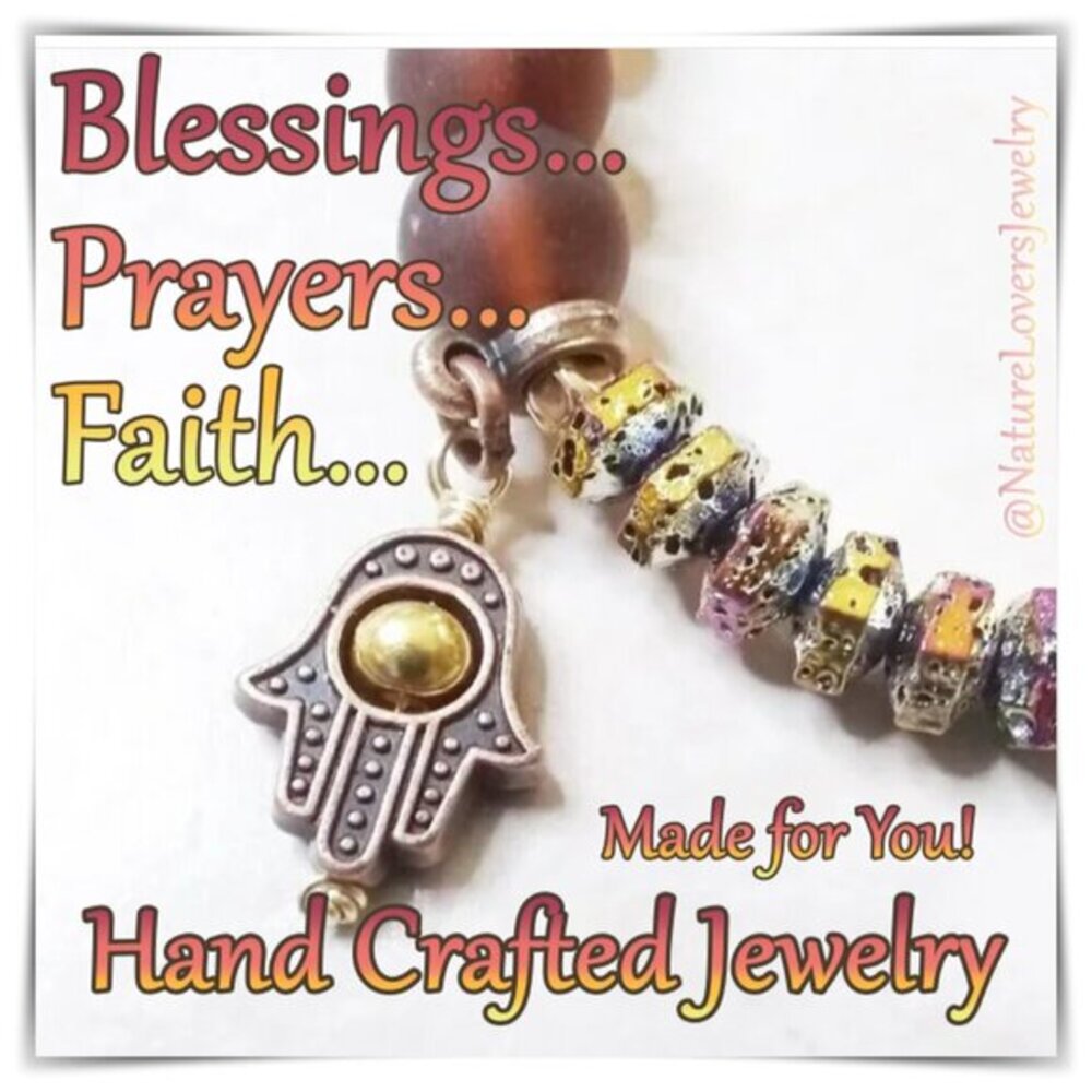 Hamsa Hand | Unique & Handmade | Dangle Earrings | Blessings Love & Protection | - Picture 9 of 14
